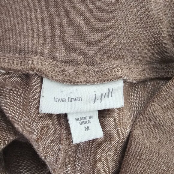 J Jill Love Linen M Brown Pull On Tapered Leg Pants Coastal Beach Resort - Picture 5 of 6